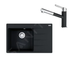 Franke Colonnes - Set G219, évier En Fragranit CNG 611-78 TL / 2 Et Mitigeur FC 3055.071, Onyx / Chrome 114.0650.826