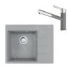 Franke Colonnes - Set G215, évier En Fragranit CNG 611-62 TL / 2 Et Mitigeur FC 3055.084, Pierre Grise / Chrome 114.0650.773