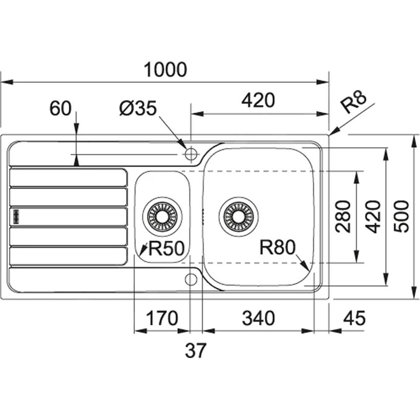 Franke Spark - Évier En Inox SKX 651, 1000x500 Mm 101.0504.085 2 Franke Spark - Évier En Inox SKX 651, 1000x500 Mm 101.0504.085 – Image 2