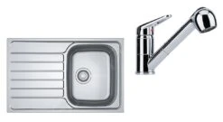 Franke Colonnes - Ensemble N79, évier Inox SKN 611-79 Et Robinetterie FC 9547.031, Inox/chrome 101.0618.832