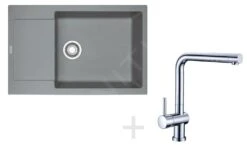Franke Colonnes - Set De Cuisine G75, évier En Fragranit MRG 611-78 BB, Pierre Grise + Robinet Samoa, Chrome 114.0365.430