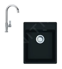 Franke Colonnes - Ensemble G240, évier En Fragranit MRG 610-37 RTL Et Mitigeur FP 0408.031, Onyx / Chrome 114.0675.647