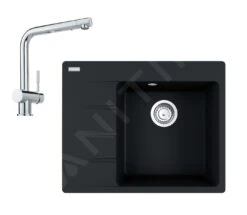 Franke Colonnes - Set G220, évier En Fragranit CNG 611-62 TL / 7 Et Mitigeur Samoa, Onyx / Chrome 114.0650.747