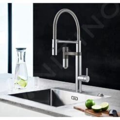 Franke Mitigeurs Filtrants - Vital Tap Mitigeur D’évier Avec Filtration D’eau Intégrée, Bec Flexible Et Douchette, Chrome/gun Metal 120.0621.230 -Kitchen Soldes 2ad0c6ff74cfbf94d34be498