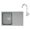 Franke Colonnes - Ensemble T96, évier En Tectonite OID 611-78 Et Mitigeur FP 9000.031, Gris / Chrome 143.0675.619