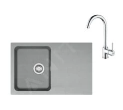 Franke Colonnes - Ensemble T96, évier En Tectonite OID 611-78 Et Mitigeur FP 9000.031, Gris / Chrome 143.0675.619