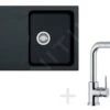 Franke Colonnes - Set De Cuisine T32, évier En Tectonite OID 611-78, Noir + Robinet FN 0147, Chrome 114.0366.065