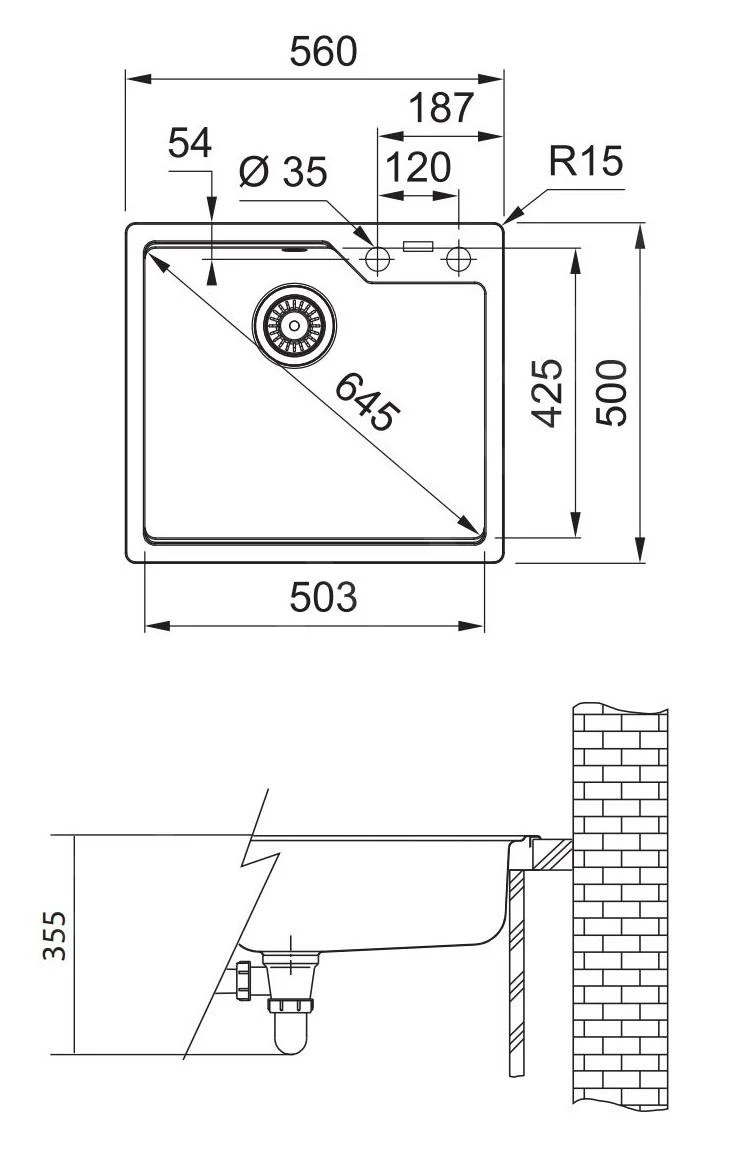 Franke Urban - Évier En Fragranit UBG 610-56, 560x500 Mm, Pierre Gris 114.0582.786 2 Franke Urban - Évier En Fragranit UBG 610-56, 560x500 Mm, Pierre Gris 114.0582.786 – Image 2
