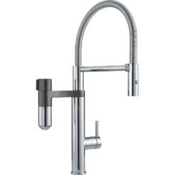 Franke Mitigeurs Filtrants - Vital Tap Mitigeur D’évier Avec Filtration D’eau Intégrée, Bec Flexible Et Douchette, Chrome/gun Metal 120.0621.230