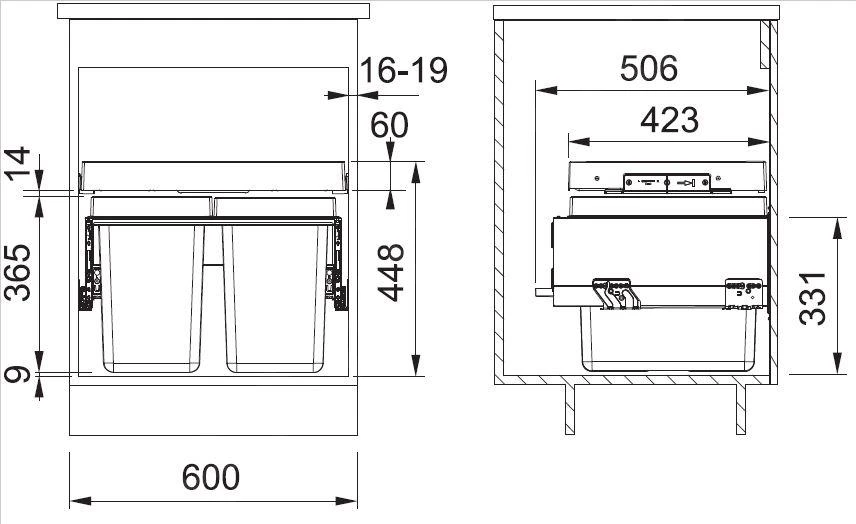 Franke Poubelle Tri Sélectif - Poubelle Encastrée FX 60 26-11-11 121.0557.763 2 Franke Poubelle Tri Sélectif - Poubelle Encastrée FX 60 26-11-11 121.0557.763 – Image 2