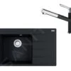 Franke Colonnes - Ensemble G219, évier En Fragranit CNG 611-78 TL / 2 Et Mitigeur FC 3055.901, Noir Mat / Chrome 114.0675.671