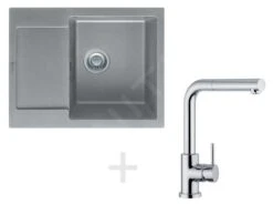 Franke Colonnes - Set De Cuisine G8, évier En Granit MRG 611-62, Pierre Gris + Robinet FN 0147, Chrome 114.0120.350