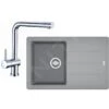 Franke Colonnes - Set De Cuisine G97, évier En Granit BFG 611-78, Pierre Gris + Robinet SAMOA, Chrome 114.0439.156