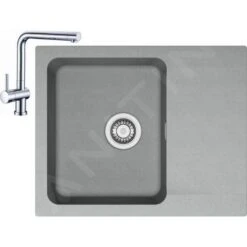 Franke Colonnes - Set De Cuisine T23, évier En Tectonite OID 611-62, Gris + Robinet Samoa, Chrome 114.0425.766
