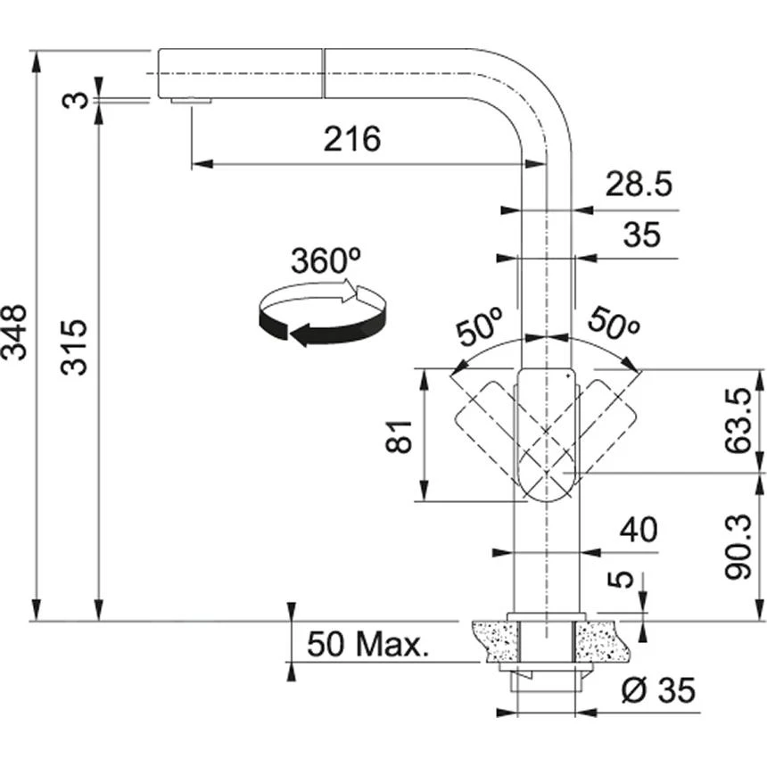 Franke Mythos - Mitigeur D’évier FC 7853 Avec Embout Extractible, Inox 115.0547.853 2 Franke Mythos - Mitigeur D’évier FC 7853 Avec Embout Extractible, Inox 115.0547.853 – Image 2