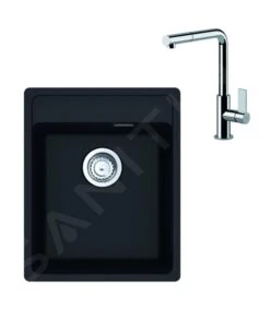 Franke Colonnes - Ensemble G243, évier En Fragranit MRG 610-37 RTL Et Mitigeur FN 7394.031, Onyx / Chrome 114.0675.652