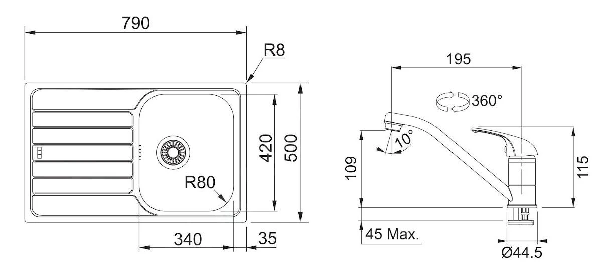 Franke Colonnes - Ensemble N78, évier Inox SKN 611-79 Et Robinetterie FB 250.031, Inox/chrome 101.0618.831 2 Franke Colonnes - Ensemble N78, évier Inox SKN 611-79 Et Robinetterie FB 250.031, Inox/chrome 101.0618.831 – Image 2