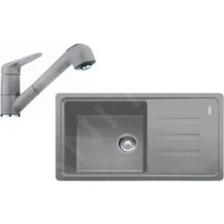 Franke Colonnes - Set De Cuisine G122, évier En Fragranit BSG 611-78/39 + Robinet FC 9547.084, Pierre Grise 114.0441.185