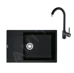 Franke Colonnes - Ensemble De Cuisine G170, évier En Fragranit MRG 611-78 BB Et Mitigeur FN 9000.071, Onyx 114.0587.967