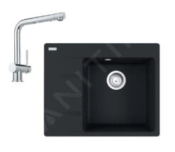 Franke Colonnes - Set G220, évier En Fragranit CNG 611-62 TL / 7 Et Mitigeur Samoa, Noir Mat 114.0650.749