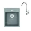 Franke Colonnes - Ensemble De Cuisine T100, évier En Tectonite SID 610-40 Et Mitigeur FP 9000.031, Gris / Chrome 143.0675.705