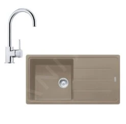 Franke Colonnes - Ensemble De Cuisine G134, évier En Fragranit BFG 611 Et Mitigeur FC 650.031, Cachemire / Chrome 114.0510.304