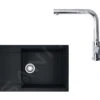 Franke Colonnes - Set G76, évier En Fragranit MRG 611-78 BB Et Mitigeur FN 0147.031, Noir Mat / Chrome 114.0650.575
