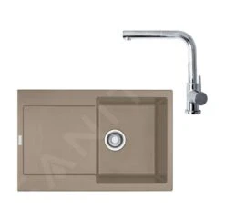 Franke Colonnes - Ensemble De Cuisine G40, évier En Fragranit MRG 611 Et Mitigeur FN 0147.031, Cachemire / Chrome 114.0510.270