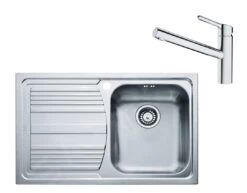 Franke Colonnes - Set N86, évier En Inox LLX 611/7 Et Mitigeur FC 3054.031, Inox / Chrome 101.0650.596