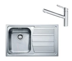 Franke Colonnes - Set N82, évier En Inox LLX 611/2 Et Mitigeur FC 3054.031, Inox / Chrome 101.0650.595