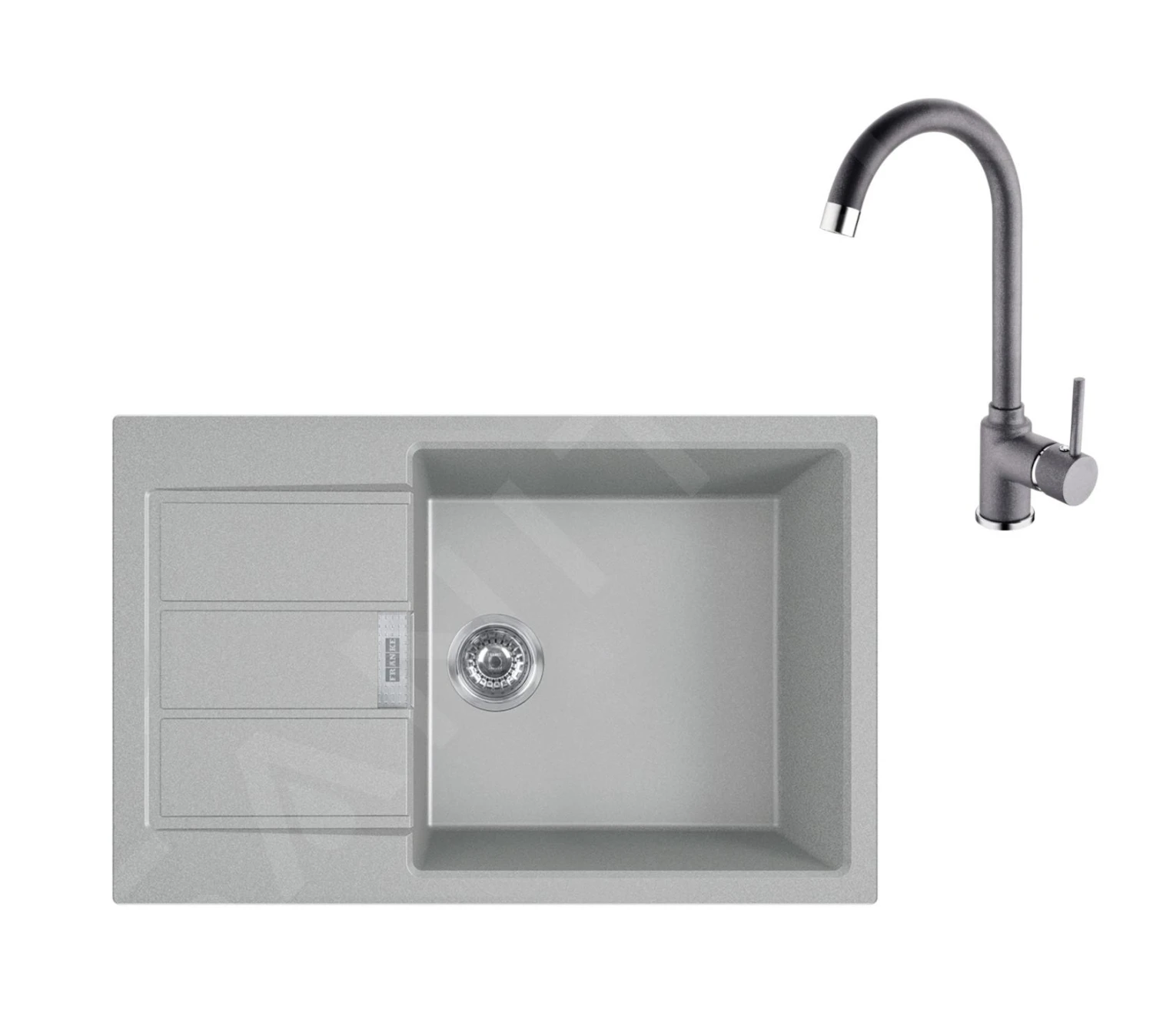 Franke Colonnes - Ensemble De Cuisine T107, évier En Tectonite S2D 611-78 XL Et Mitigeur FP 9000.084, Gris 143.0675.737 1 Franke Colonnes - Ensemble De Cuisine T107, évier En Tectonite S2D 611-78 XL Et Mitigeur FP 9000.084, Gris 143.0675.737