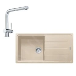 Franke Colonnes - Ensemble De Cuisine G135, Fragranite évier BFG 611 Et Mitigeur Samoa, Sahara / Chrome 114.0510.327