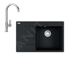 Franke Colonnes - Set G226, évier En Fragranit CNG 611-78 TL / 7 Et Mitigeur FP 0408.031, Onyx / Chrome 114.0650.821