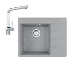 Franke Colonnes - Set G212, évier En Fragranit CNG 611-62 TL / 2 Et Mitigeur Samoa, Pierre Grise / Chrome 114.0650.743