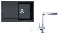 Franke Colonnes - Set De Cuisine G39, évier En Granit MRG 611, Onyx + Robinet Samoa, Chrome 114.0283.419