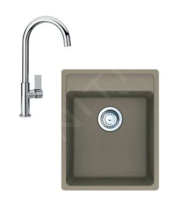 Franke Colonnes - Ensemble G240, évier En Fragranit MRG 610-37 RTL Et Mitigeur FP 0408.031, Cachemire / Chrome 114.0675.650
