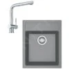 Franke Colonnes - Ensemble De Cuisine T50, évier En Tectonite SID 610-40 Et Mitigeur Samoa, Gris / Chrome 114.0508.402