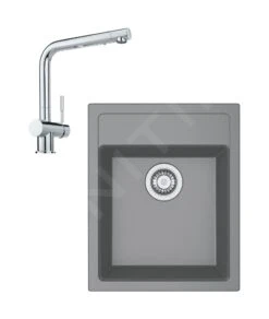 Franke Colonnes - Ensemble De Cuisine T50, évier En Tectonite SID 610-40 Et Mitigeur Samoa, Gris / Chrome 114.0508.402