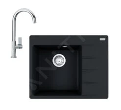 Franke Colonnes - Set G214, évier En Fragranit CNG 611-62 TL / 2 Et Mitigeur FP 0408.031, Onyx / Chrome 114.0650.762
