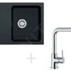 Franke Colonnes - Set De Cuisine T24, évier En Tectonite OID 611-62, Noir + Robinet FN 0147, Chrome 114.0323.944