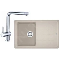 Franke Colonnes - Set De Cuisine G97, évier En Granit BFG 611-78, Sahara + Robinet SAMOA, Chrome 114.0439.154