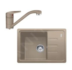 Franke Colonnes - Ensemble De Cuisine G117, évier En Fragranit BSG 611-62 Et Mitigeur FC 9541.424, Cachemire 114.0510.434