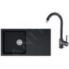 Franke Colonnes - Kit De Cuisine T41. évier En Tectonite OID 611, Noir + Robinet FP 9900.099, Noir 114.0441.337