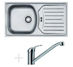 Franke Colonnes - Set De Cuisine N34, évier En Inox ETN 614 N ETHOS + Robinet FB 250.031, Chrome 101.0684.388